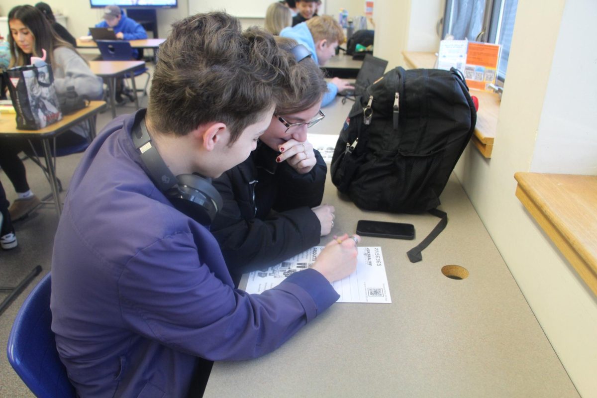 Students work on school work on a recent afternoon in the library at Auburn Riverside High School.
