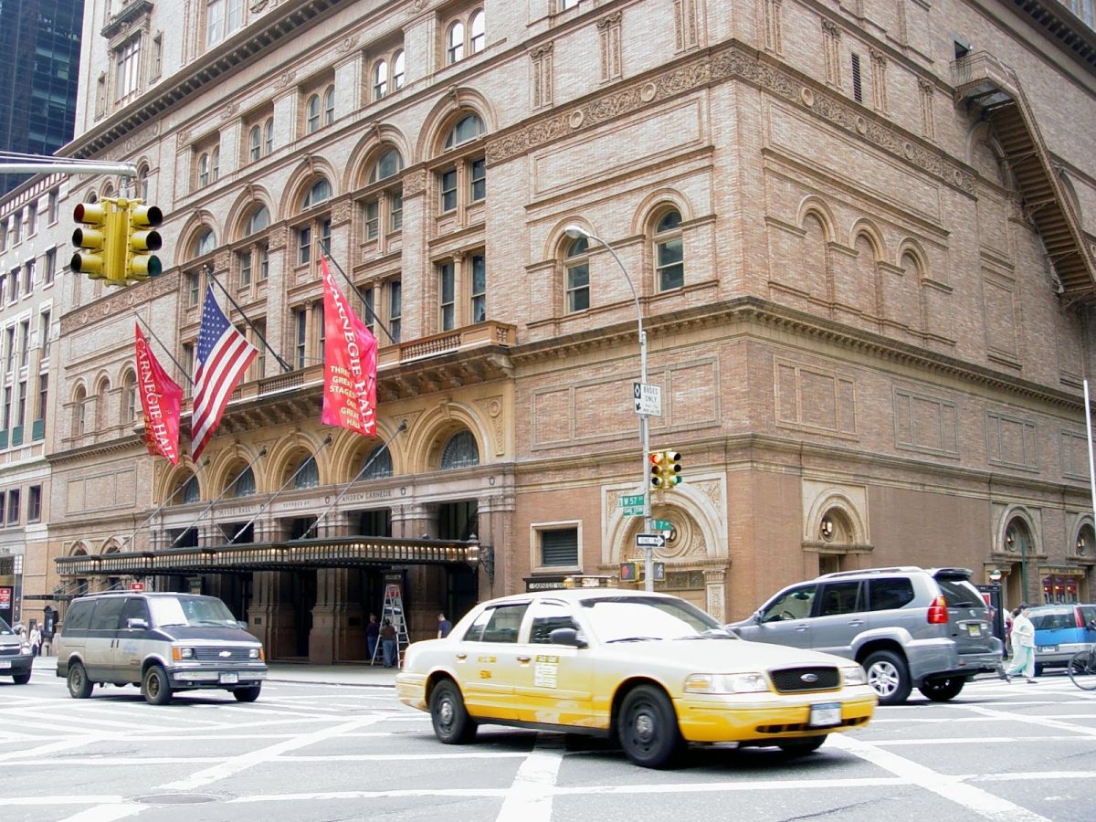An outside look at New York’s Carnegie Hall. The 134-year-old concert hall, 
housed in the heart of Manhattan, is known for its exceptional acoustics, 
renowned musical guests, and its architectural beauty. 